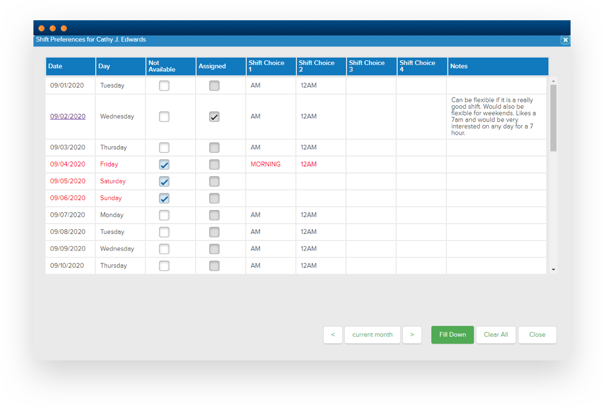Software screenshot displaying schedule prioritization functionality
